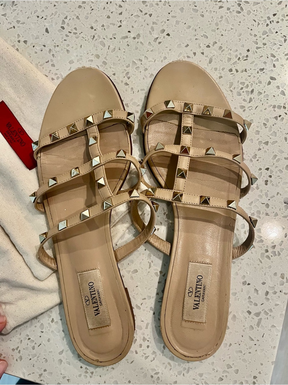 Valentino Garavani  Rockstud Leather Slide Mules w/ dust bag Size 40